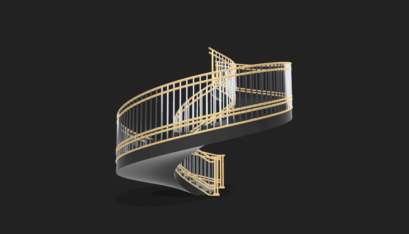 Spiral Staircase with Railing Architectural Details 3D model_26