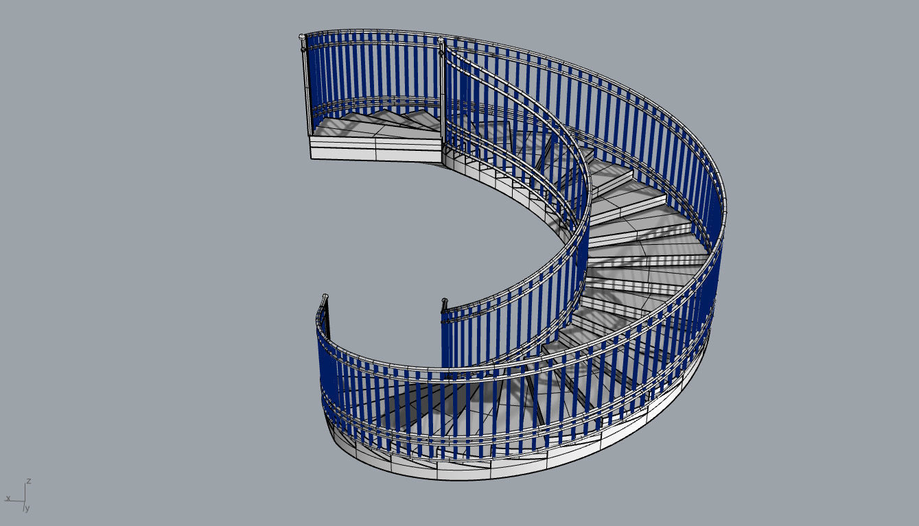 Spiral Staircase with Railing Architectural Details 3D model_70