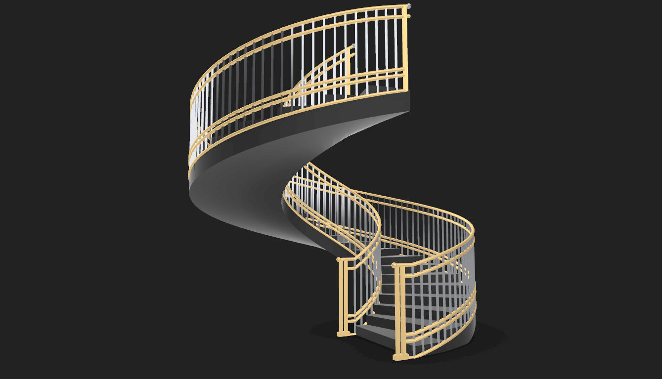 Spiral Staircase with Railing Architectural Details 3D model_7