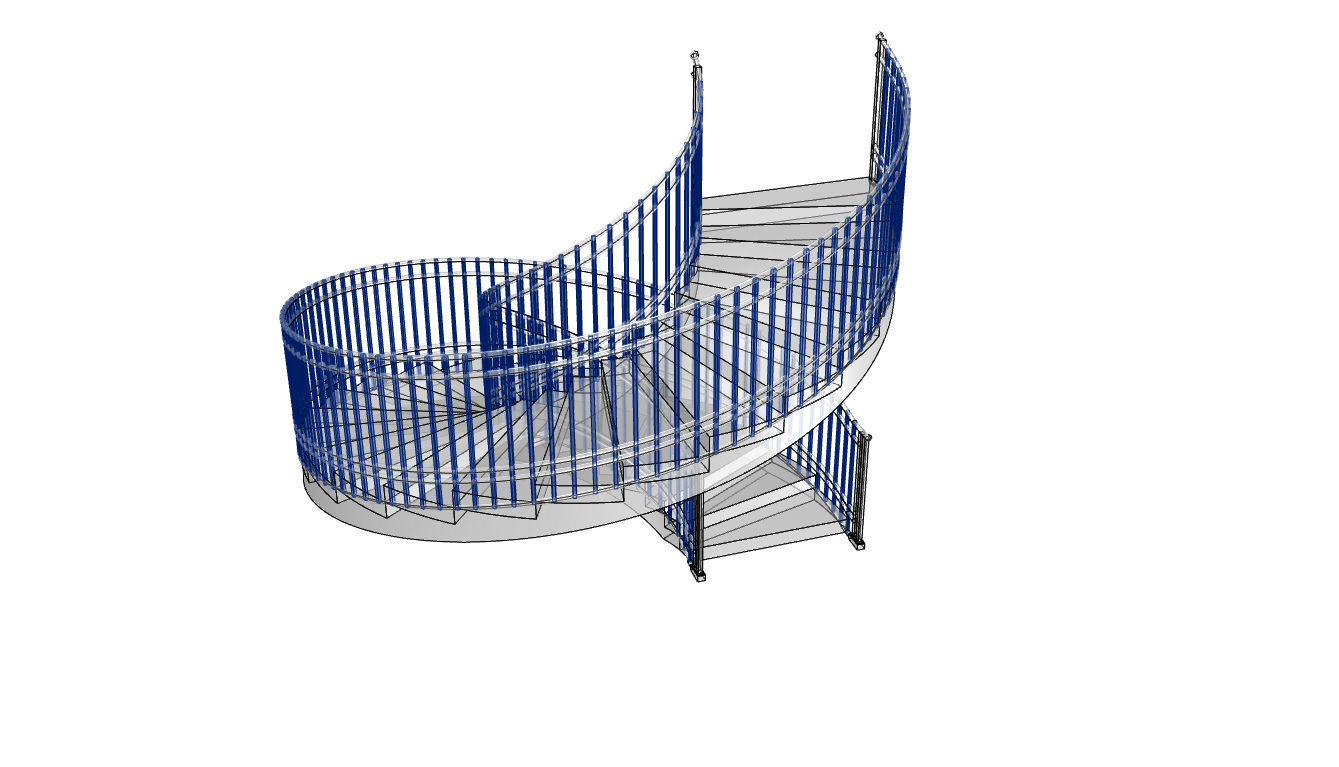 Spiral Staircase with Railing Architectural Details 3D model_114