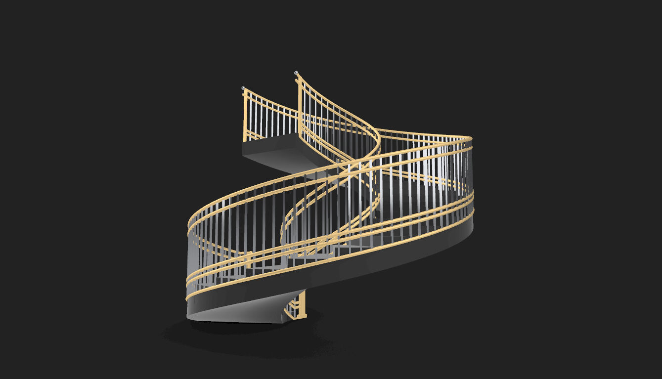 Spiral Staircase with Railing Architectural Details 3D model_21
