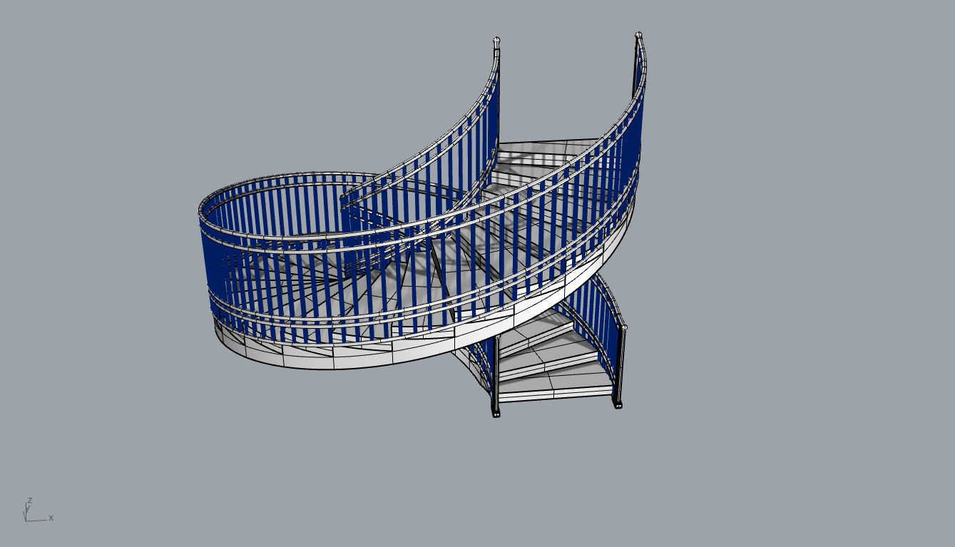 Spiral Staircase with Railing Architectural Details 3D model_86