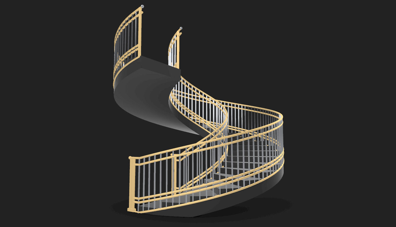 Spiral Staircase with Railing Architectural Details 3D model_10
