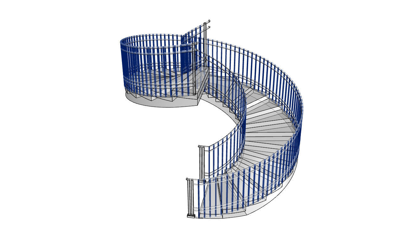 Spiral Staircase with Railing Architectural Details 3D model_94