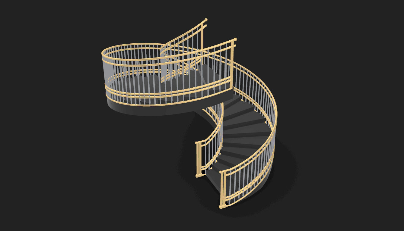 Spiral Staircase with Railing Architectural Details 3D model_61