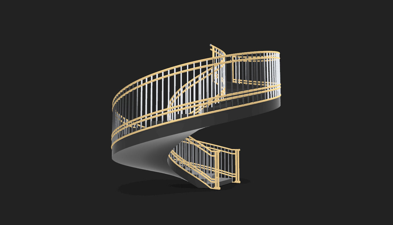 Spiral Staircase with Railing Architectural Details 3D model_28