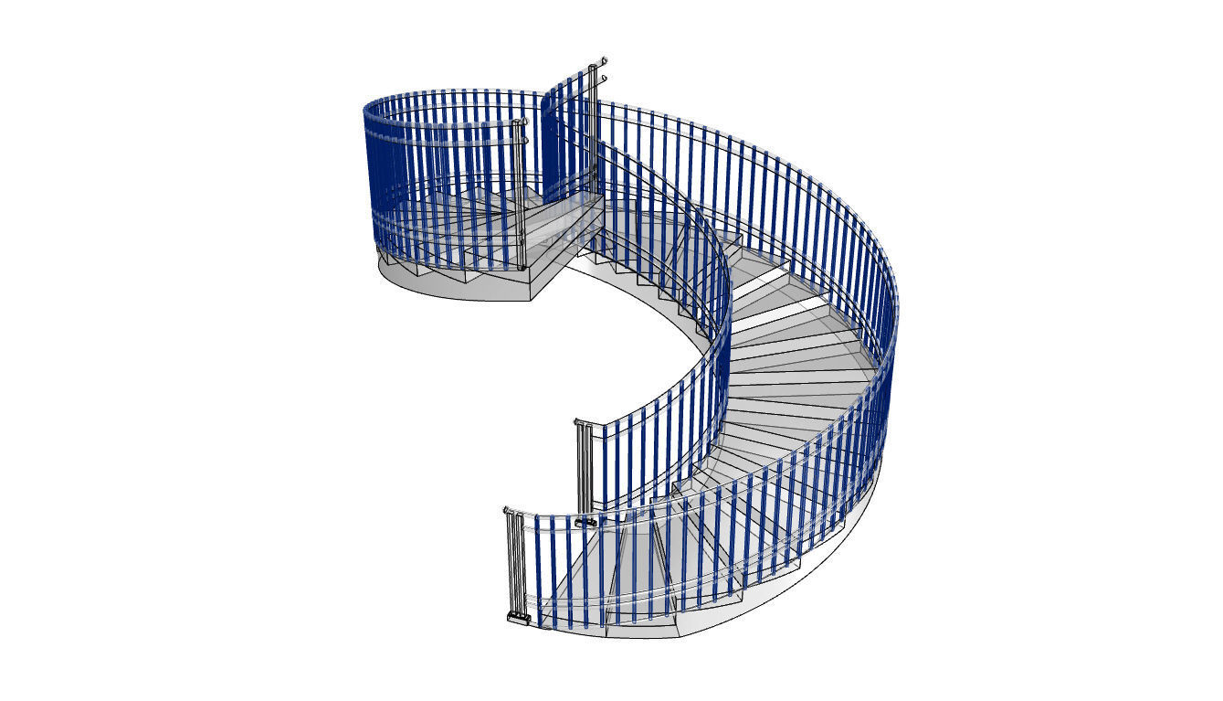 Spiral Staircase with Railing Architectural Details 3D model_95