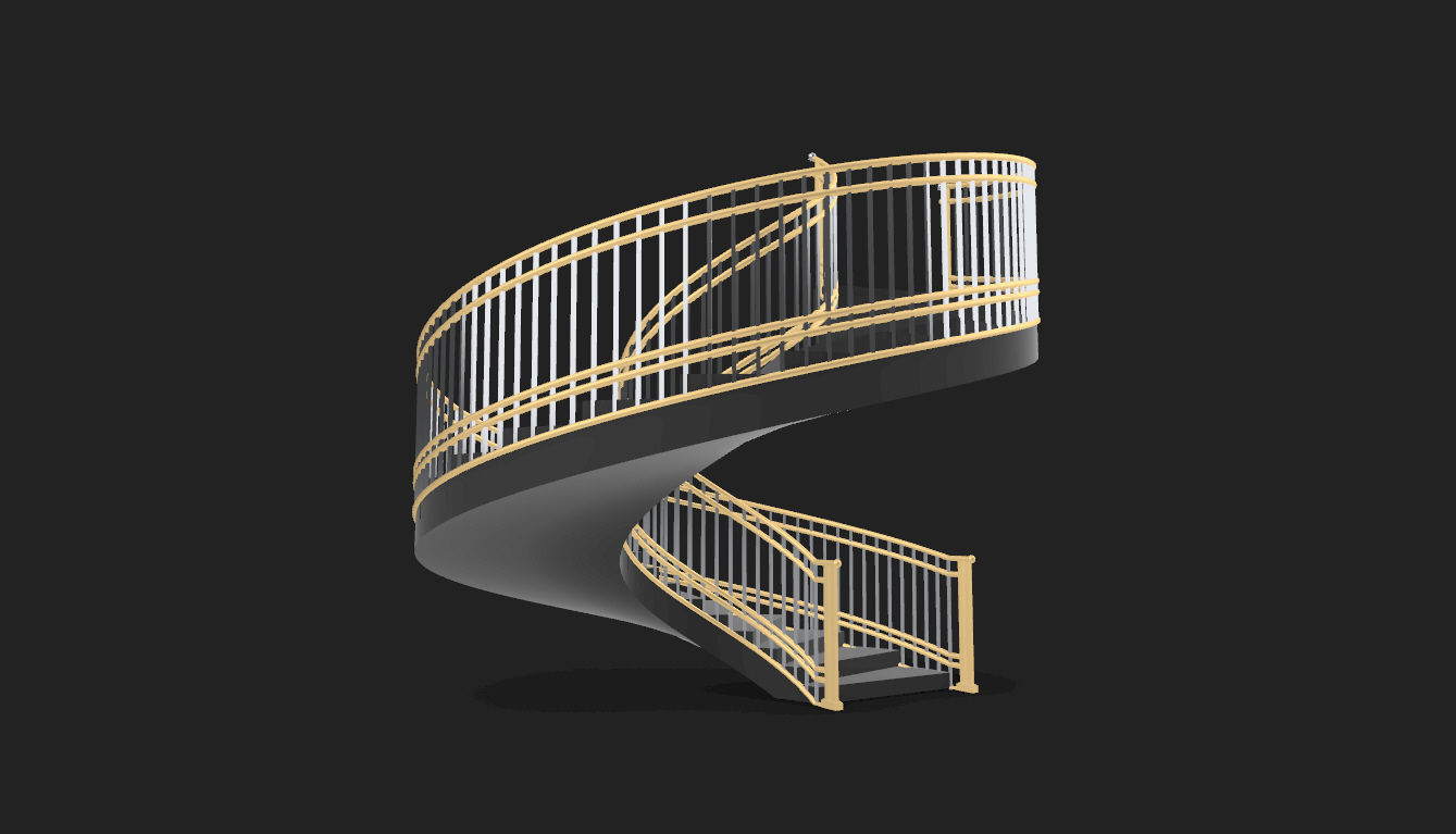 Spiral Staircase with Railing Architectural Details 3D model_30