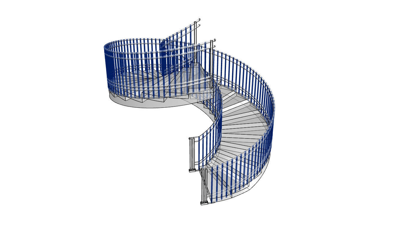 Spiral Staircase with Railing Architectural Details 3D model_122