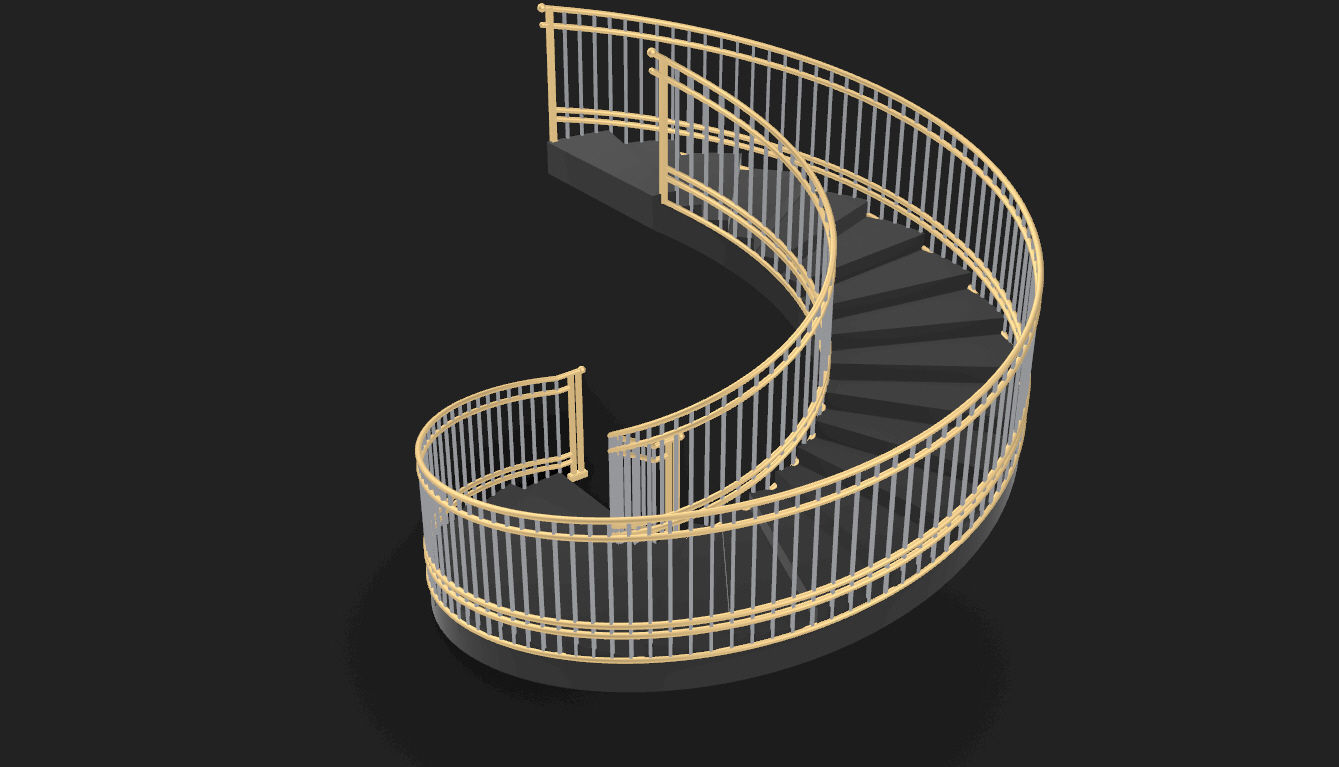 Spiral Staircase with Railing Architectural Details 3D model_46