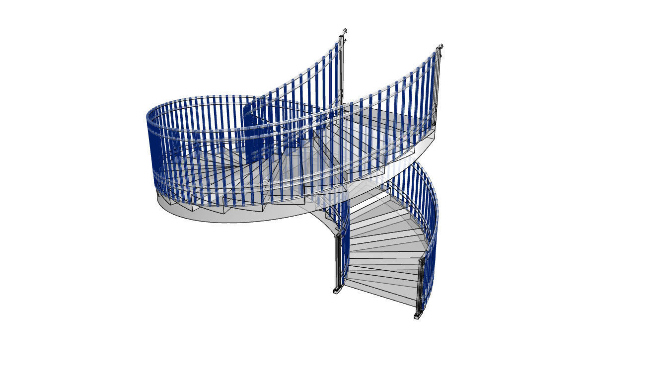 Spiral Staircase with Railing Architectural Details 3D model_117