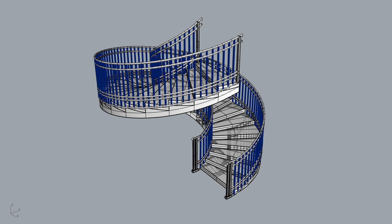 Spiral Staircase with Railing Architectural Details 3D model_89