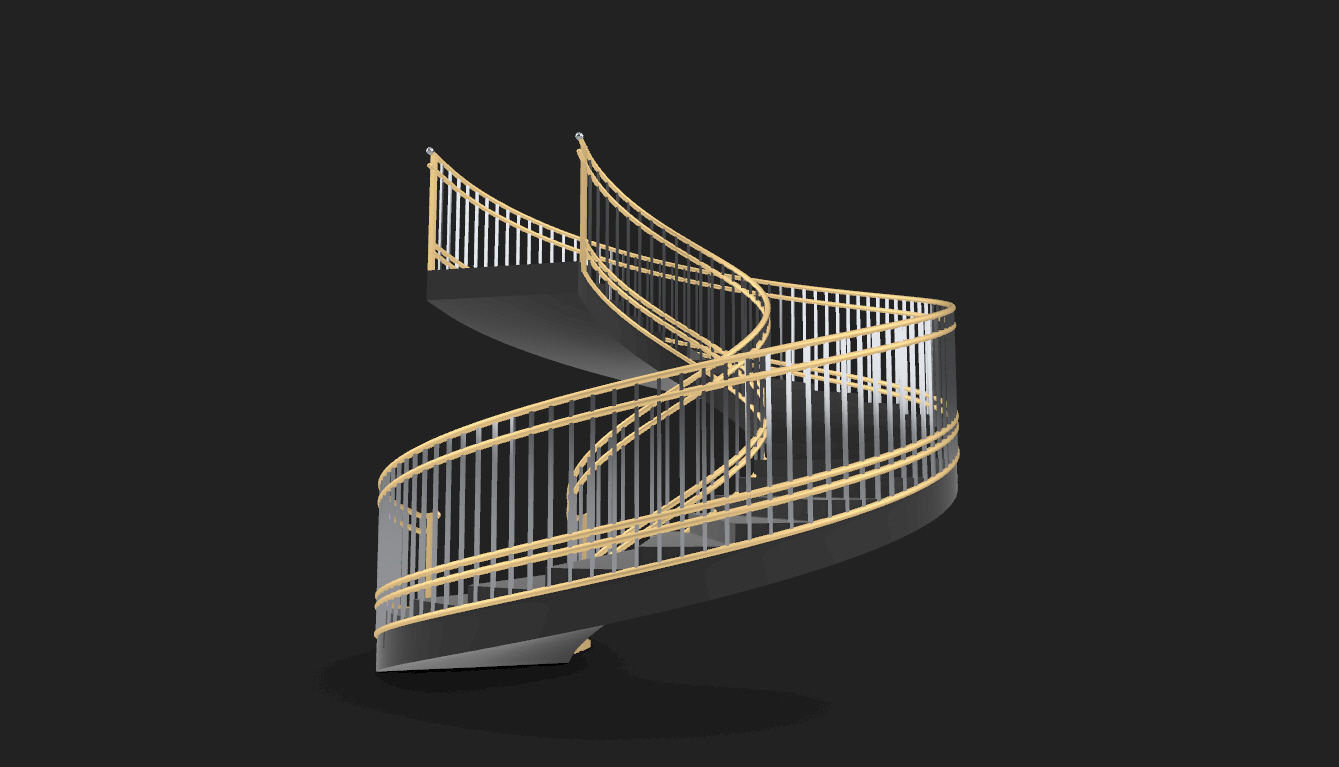 Spiral Staircase with Railing Architectural Details 3D model_19