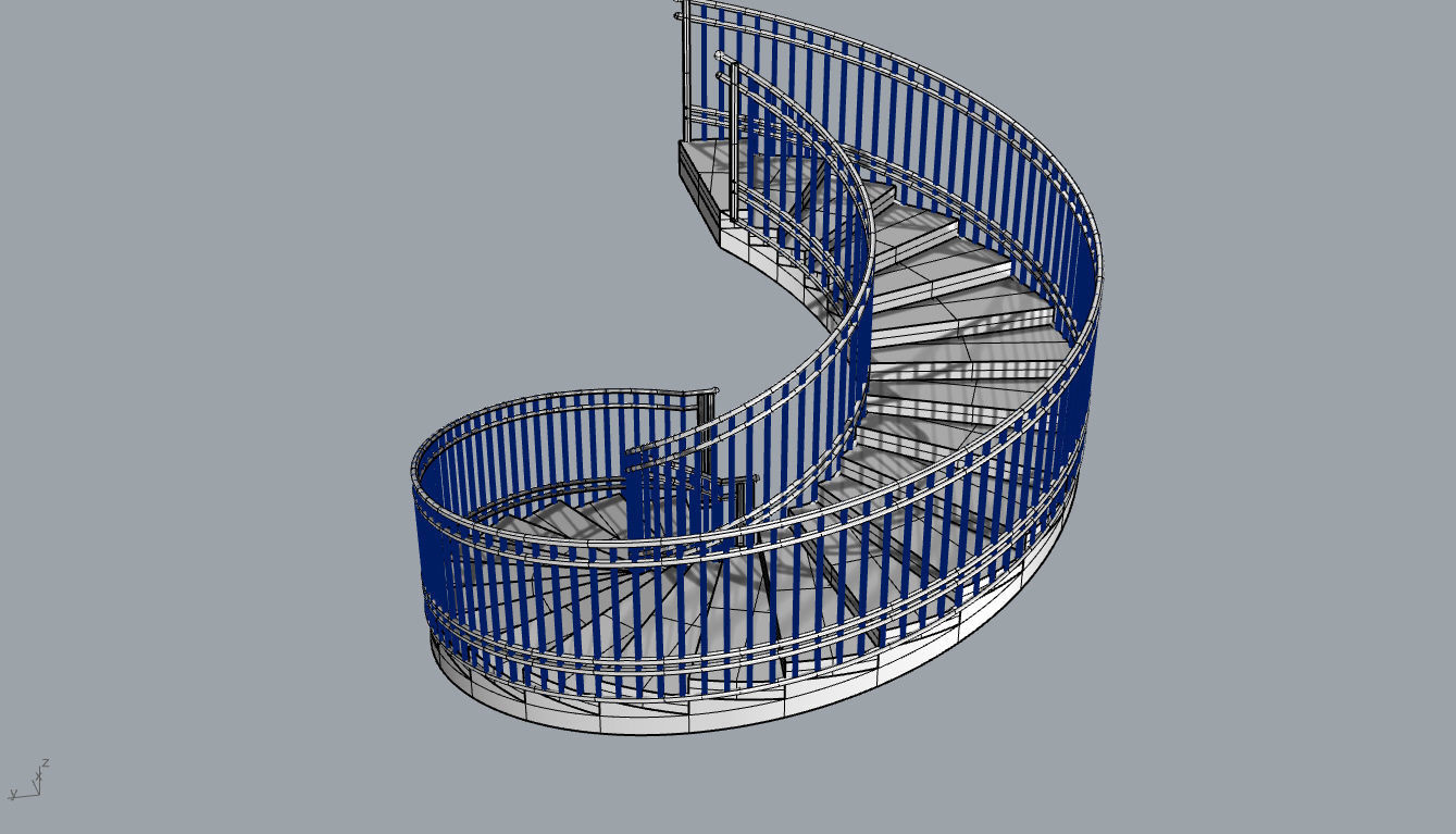 Spiral Staircase with Railing Architectural Details 3D model_76