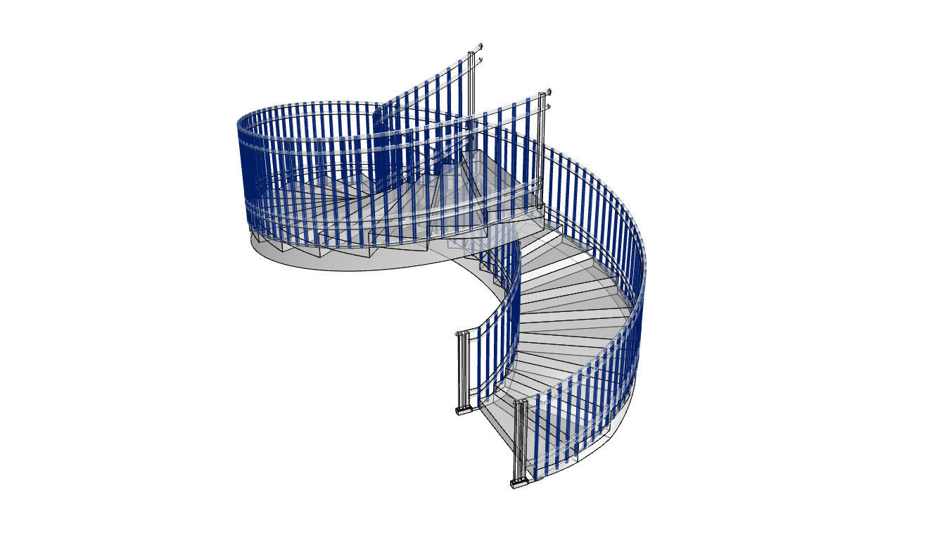 Spiral Staircase with Railing Architectural Details 3D model_121