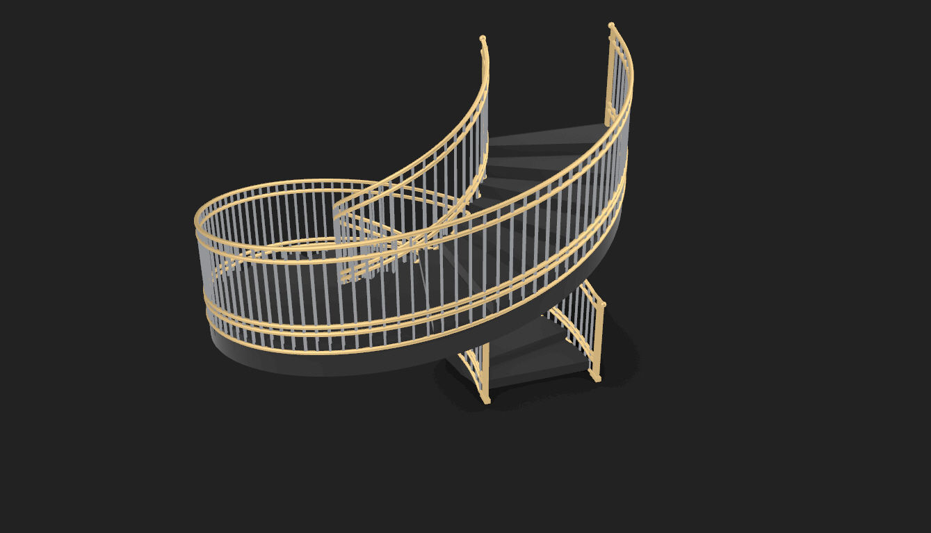 Spiral Staircase with Railing Architectural Details 3D model_55