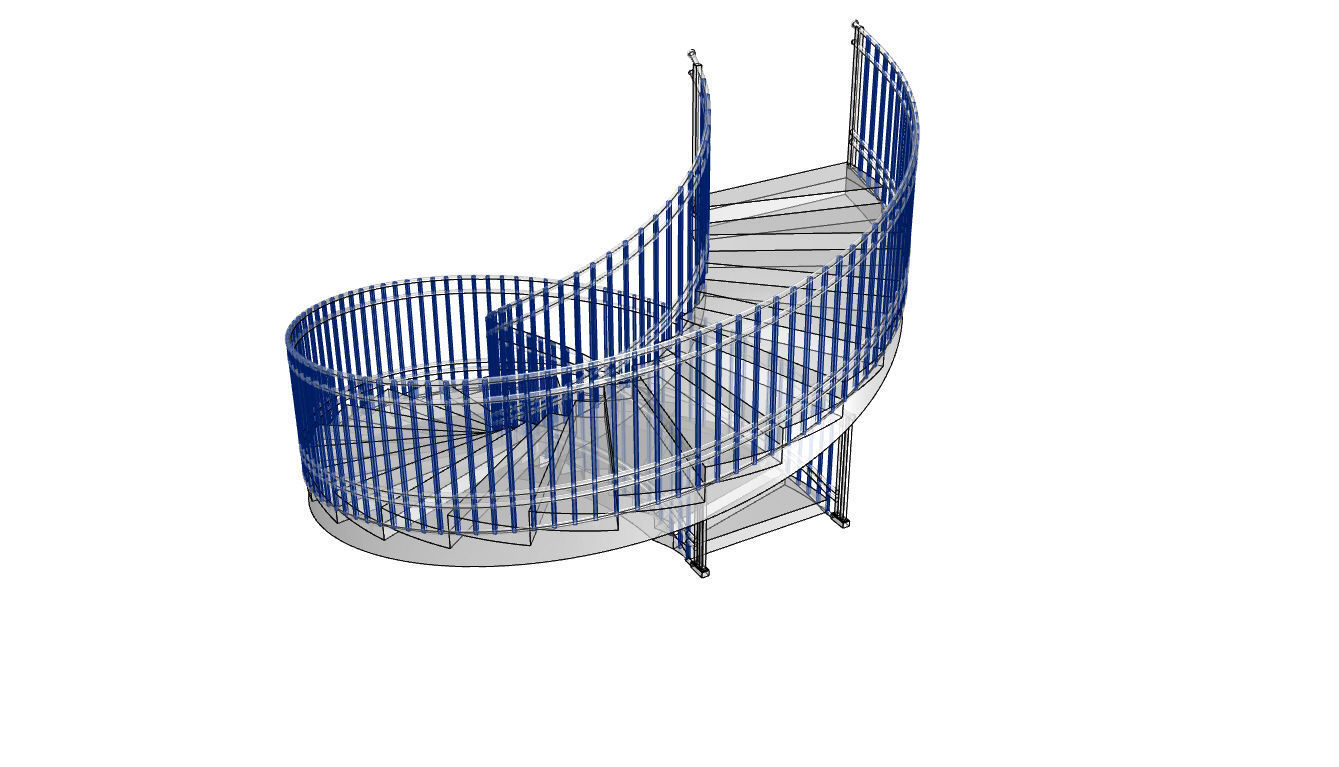 Spiral Staircase with Railing Architectural Details 3D model_113