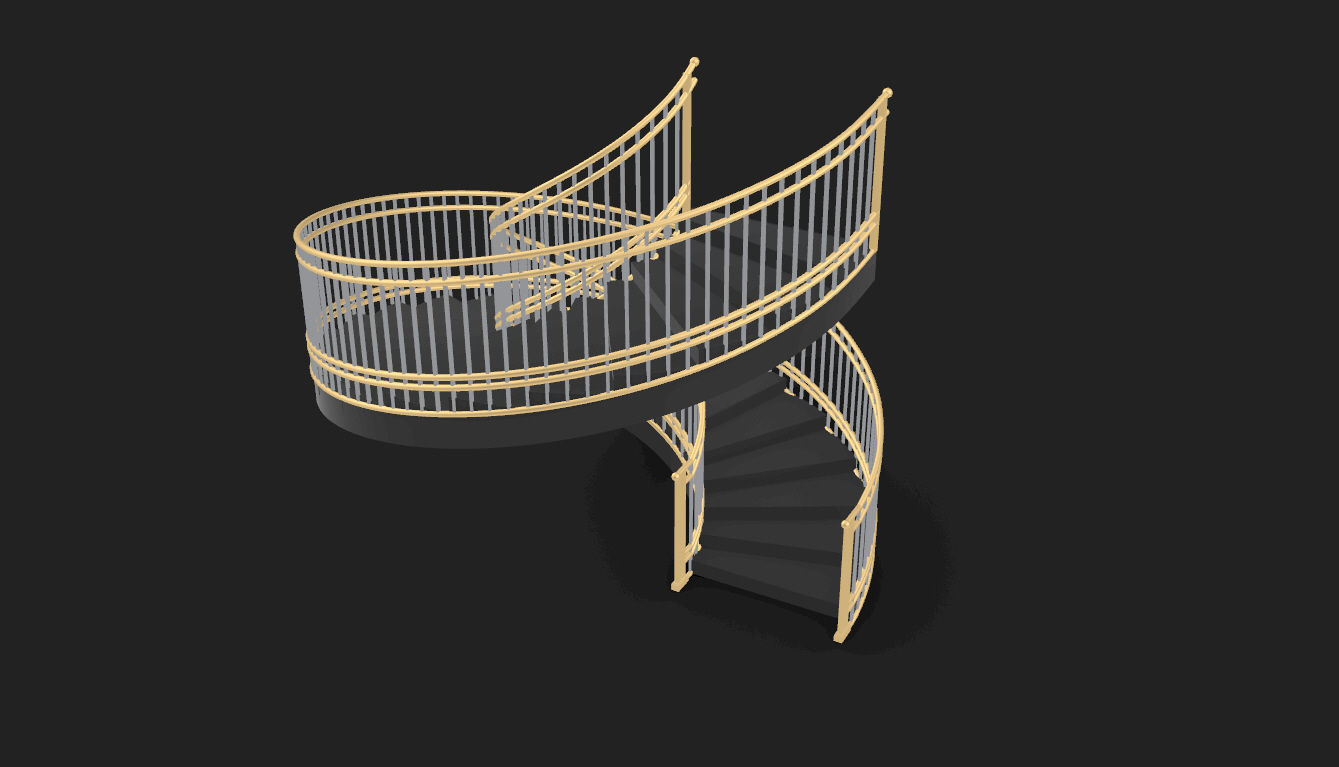 Spiral Staircase with Railing Architectural Details 3D model_59