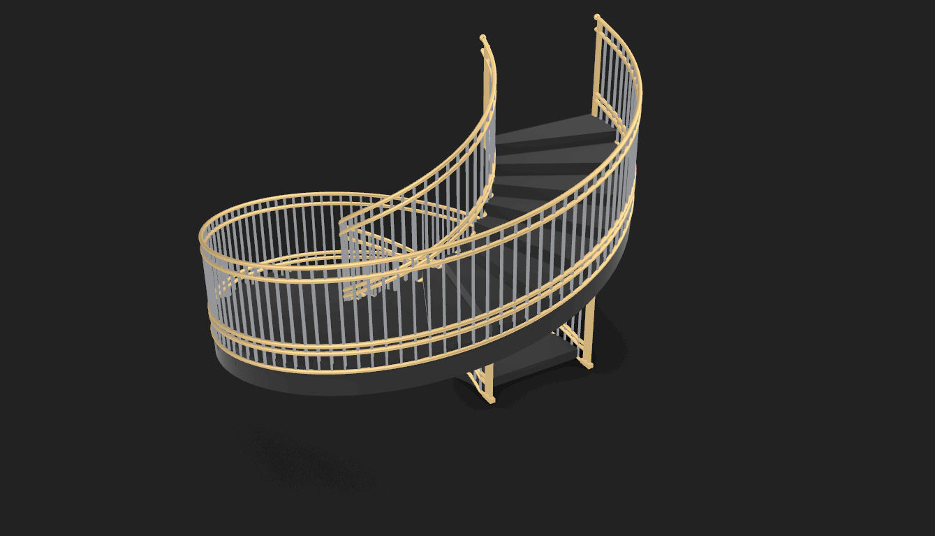 Spiral Staircase with Railing Architectural Details 3D model_53