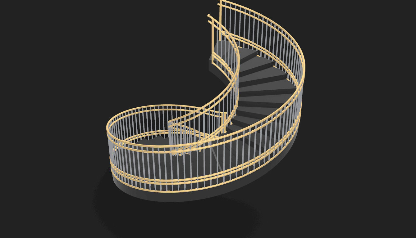 Spiral Staircase with Railing Architectural Details 3D model_50
