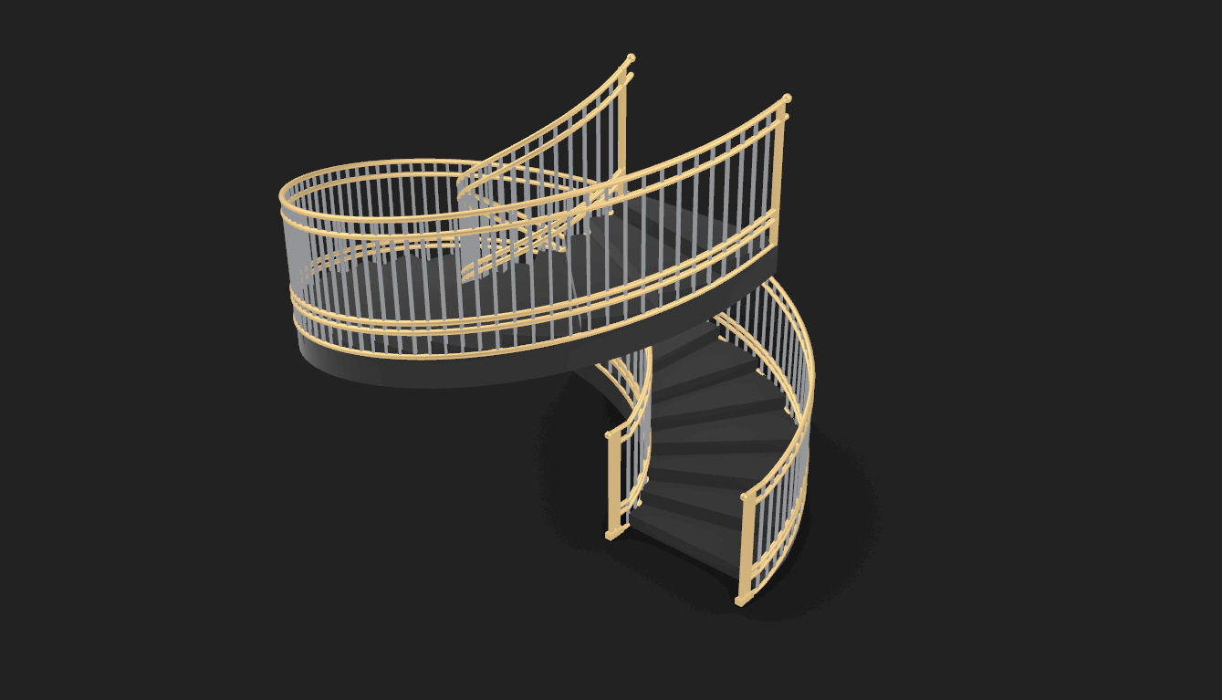 Spiral Staircase with Railing Architectural Details 3D model_60