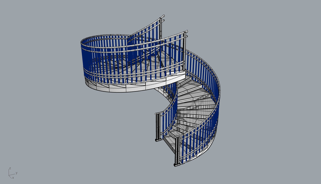 Spiral Staircase with Railing Architectural Details 3D model_91