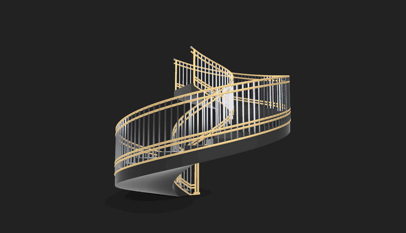 Spiral Staircase with Railing Architectural Details 3D model_23