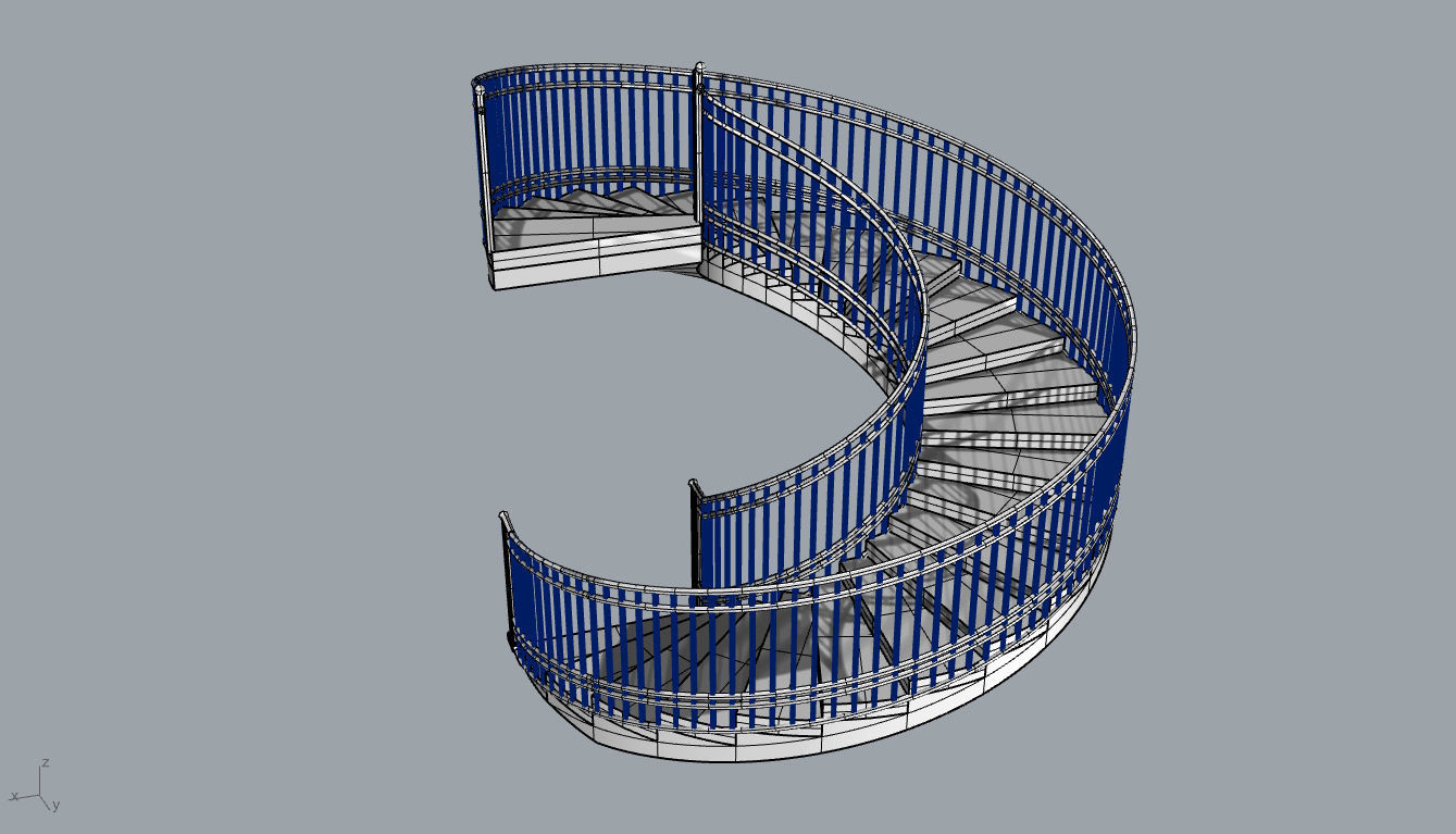 Spiral Staircase with Railing Architectural Details 3D model_68
