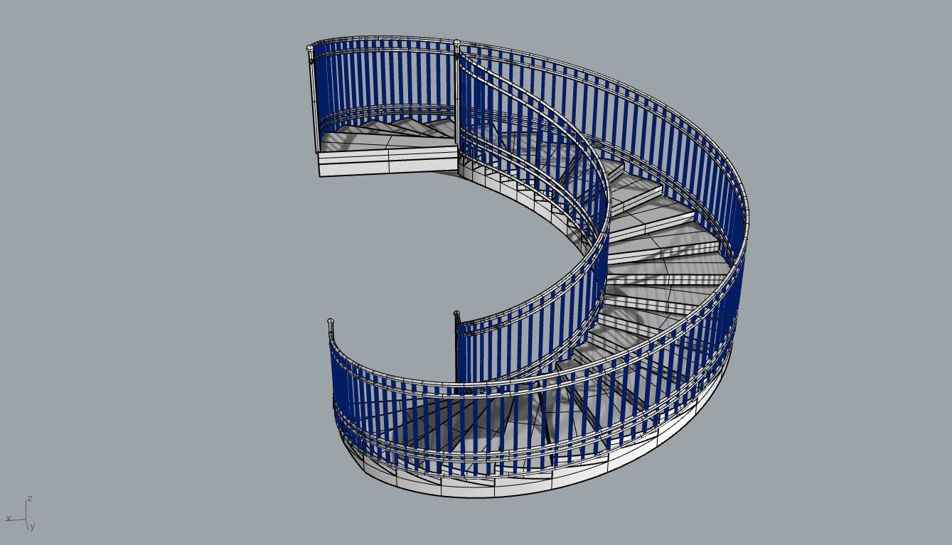Spiral Staircase with Railing Architectural Details 3D model_69