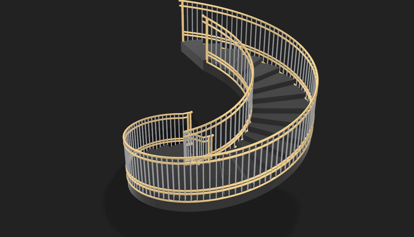 Spiral Staircase with Railing Architectural Details 3D model_47