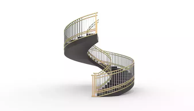 Spiral Staircase with Railing Architectural Details  3D model