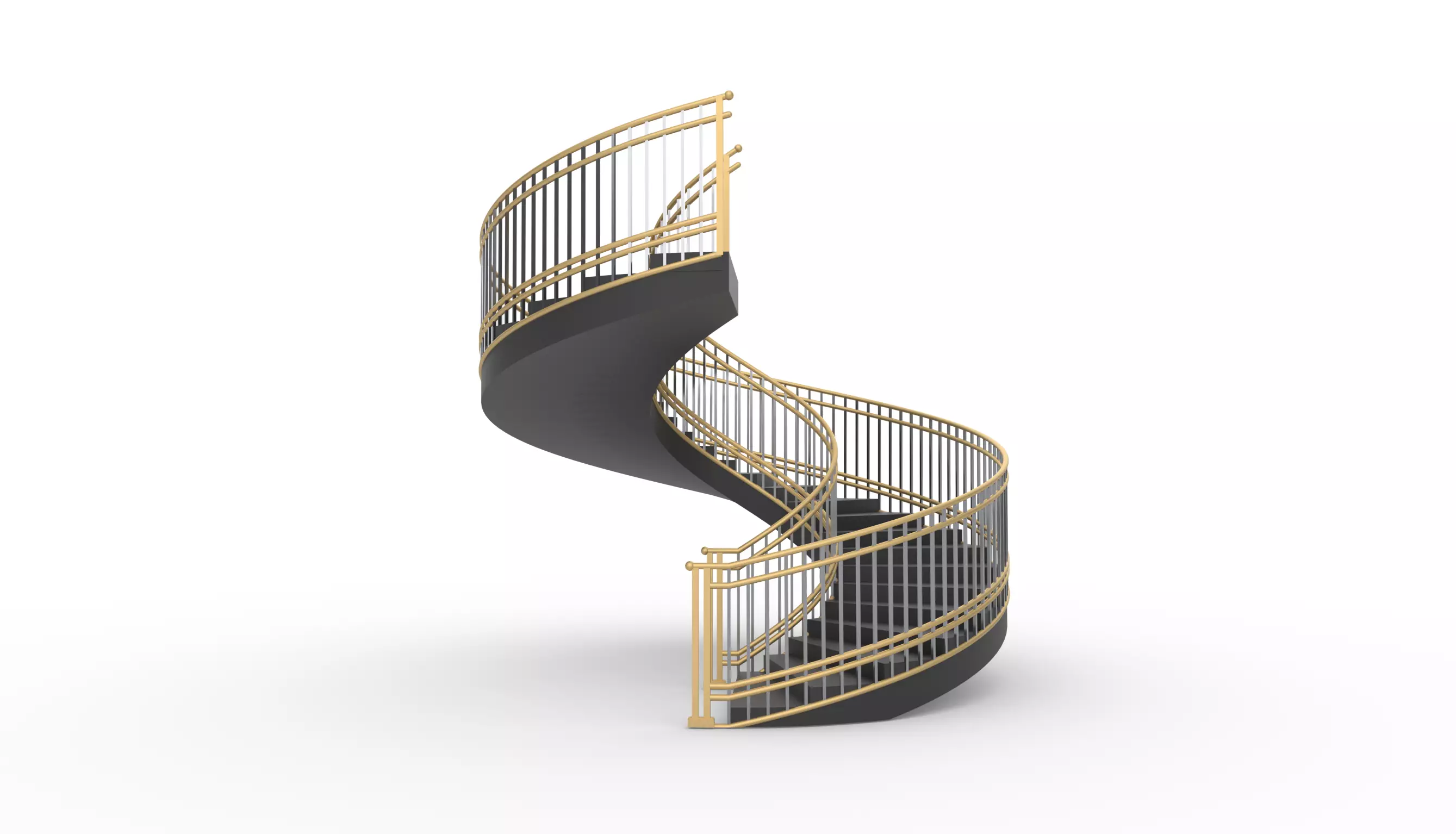 Spiral Staircase with Railing Architectural Details 3D model_0