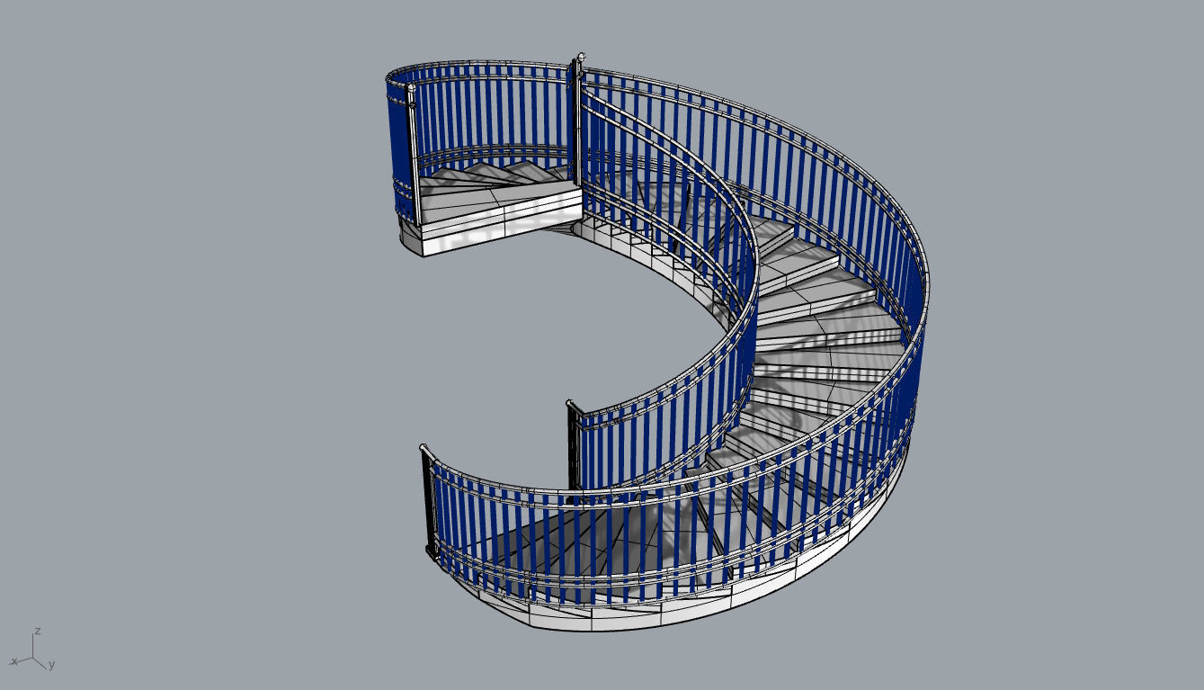 Spiral Staircase with Railing Architectural Details 3D model_71