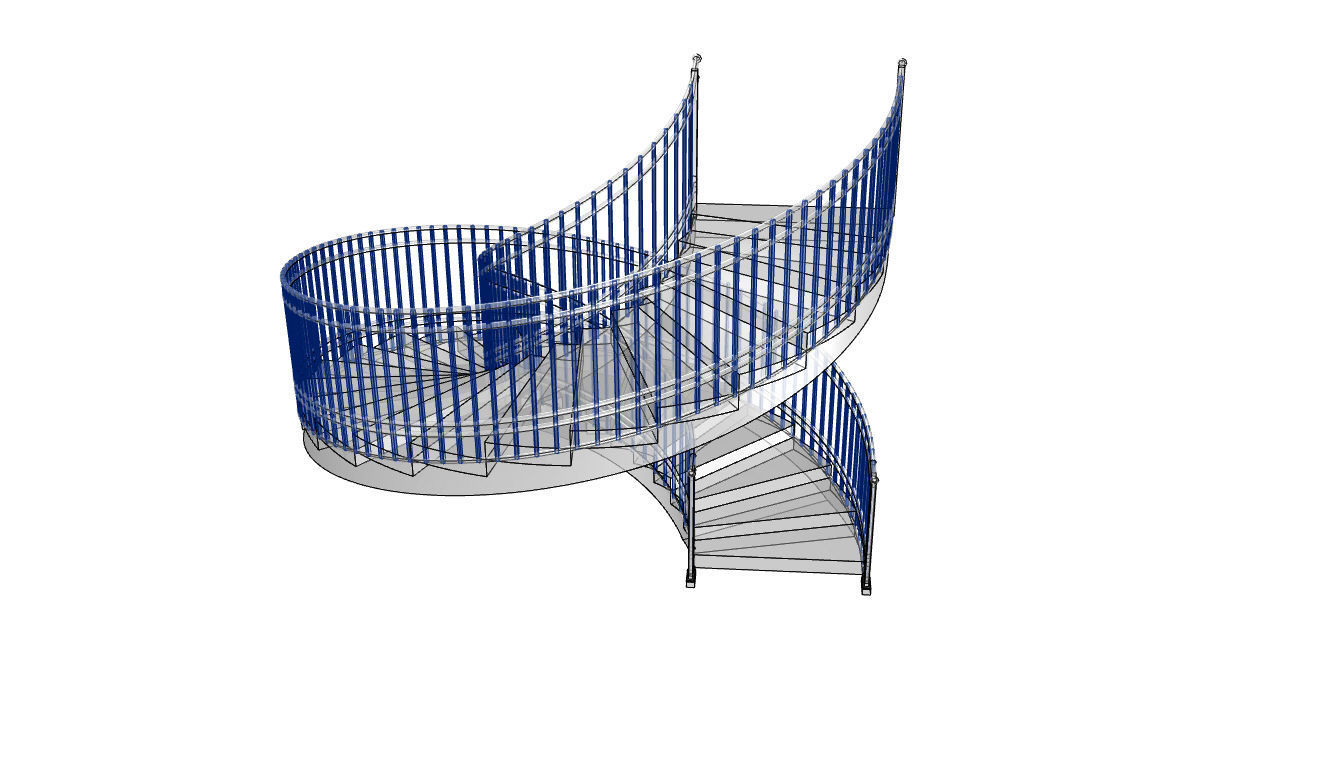 Spiral Staircase with Railing Architectural Details 3D model_115