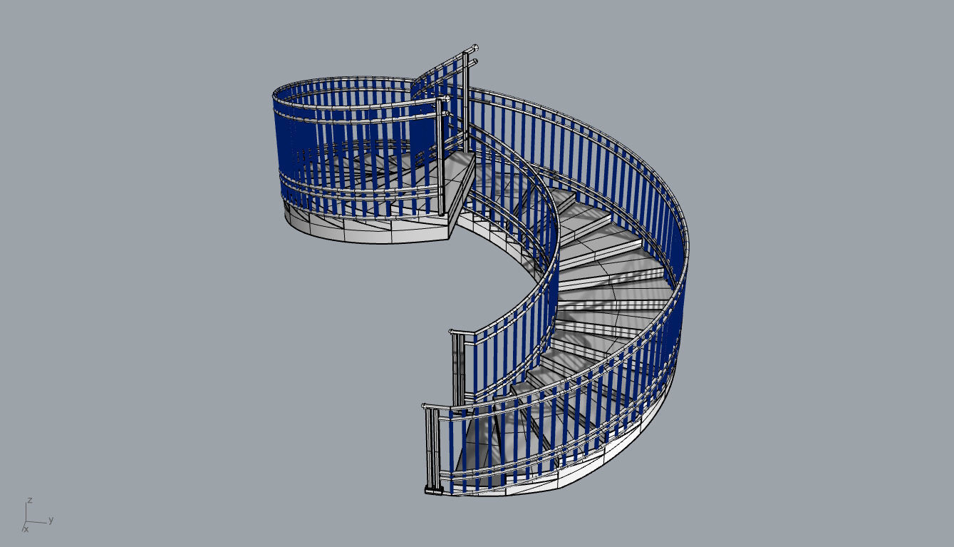 Spiral Staircase with Railing Architectural Details 3D model_64