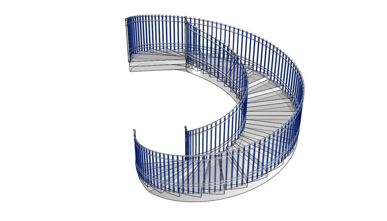 Spiral Staircase with Railing Architectural Details 3D model_101