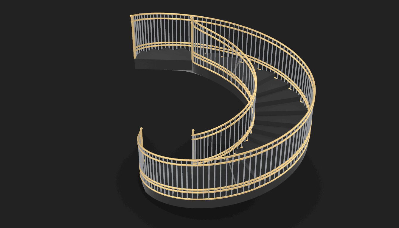 Spiral Staircase with Railing Architectural Details 3D model_42