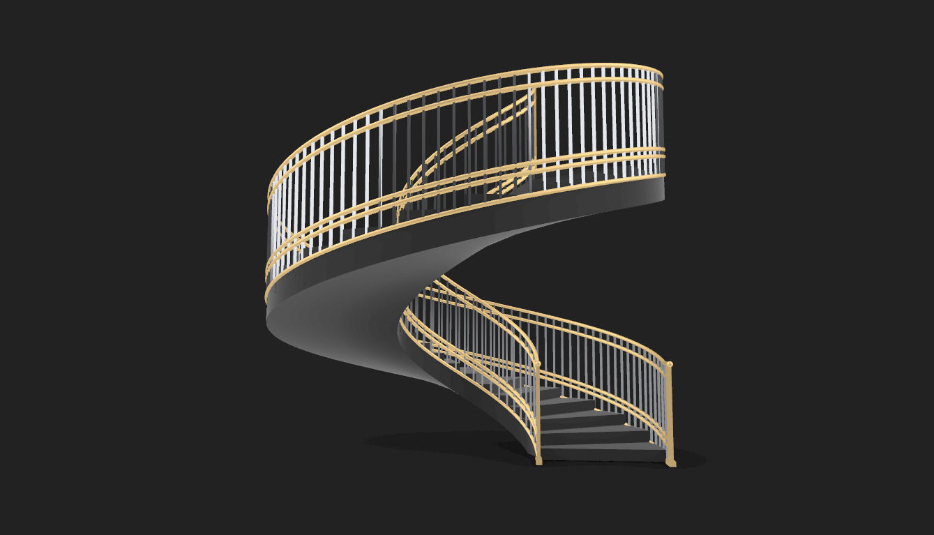 Spiral Staircase with Railing Architectural Details 3D model_33