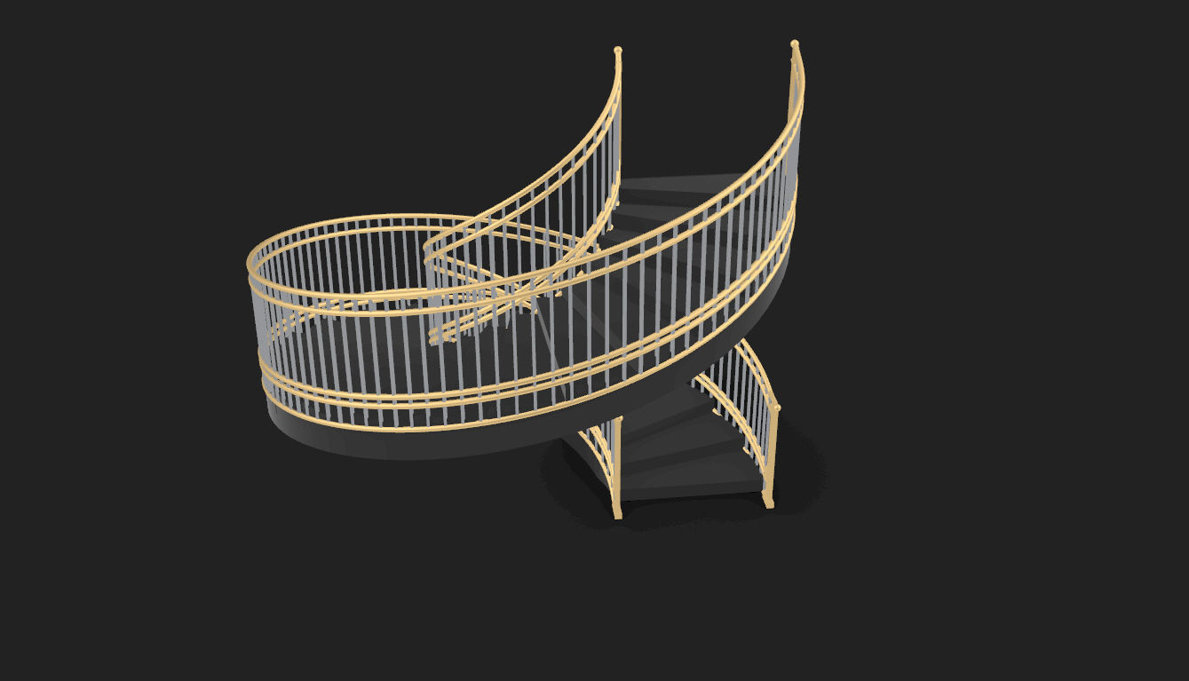Spiral Staircase with Railing Architectural Details 3D model_56
