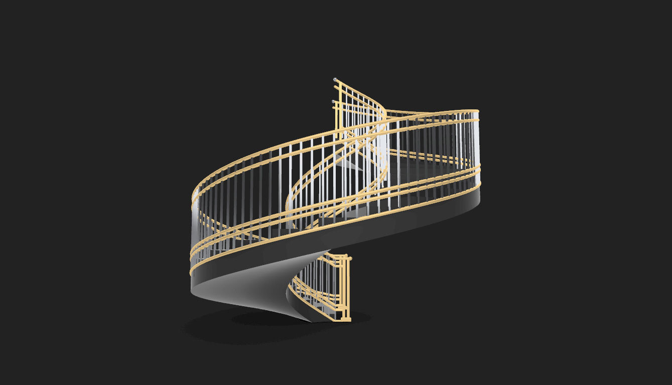 Spiral Staircase with Railing Architectural Details 3D model_25