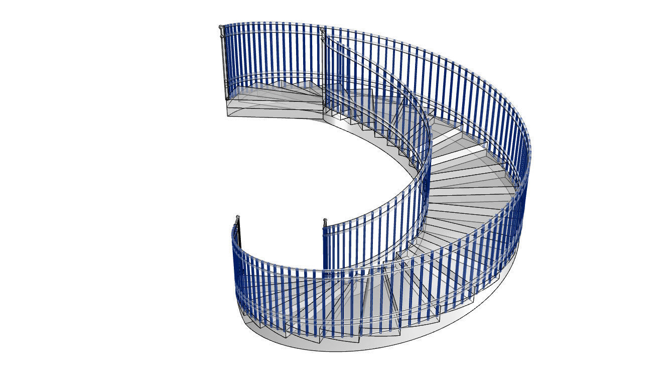 Spiral Staircase with Railing Architectural Details 3D model_100
