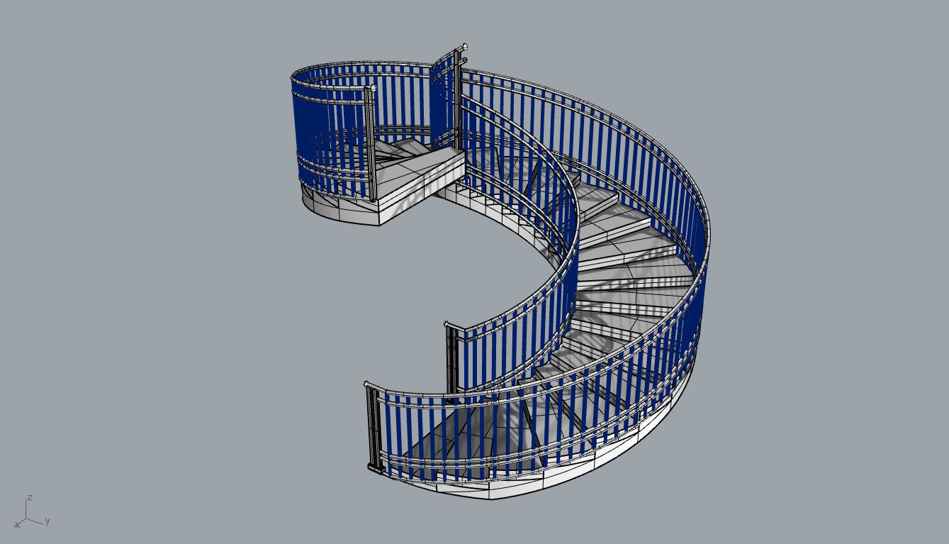Spiral Staircase with Railing Architectural Details 3D model_67