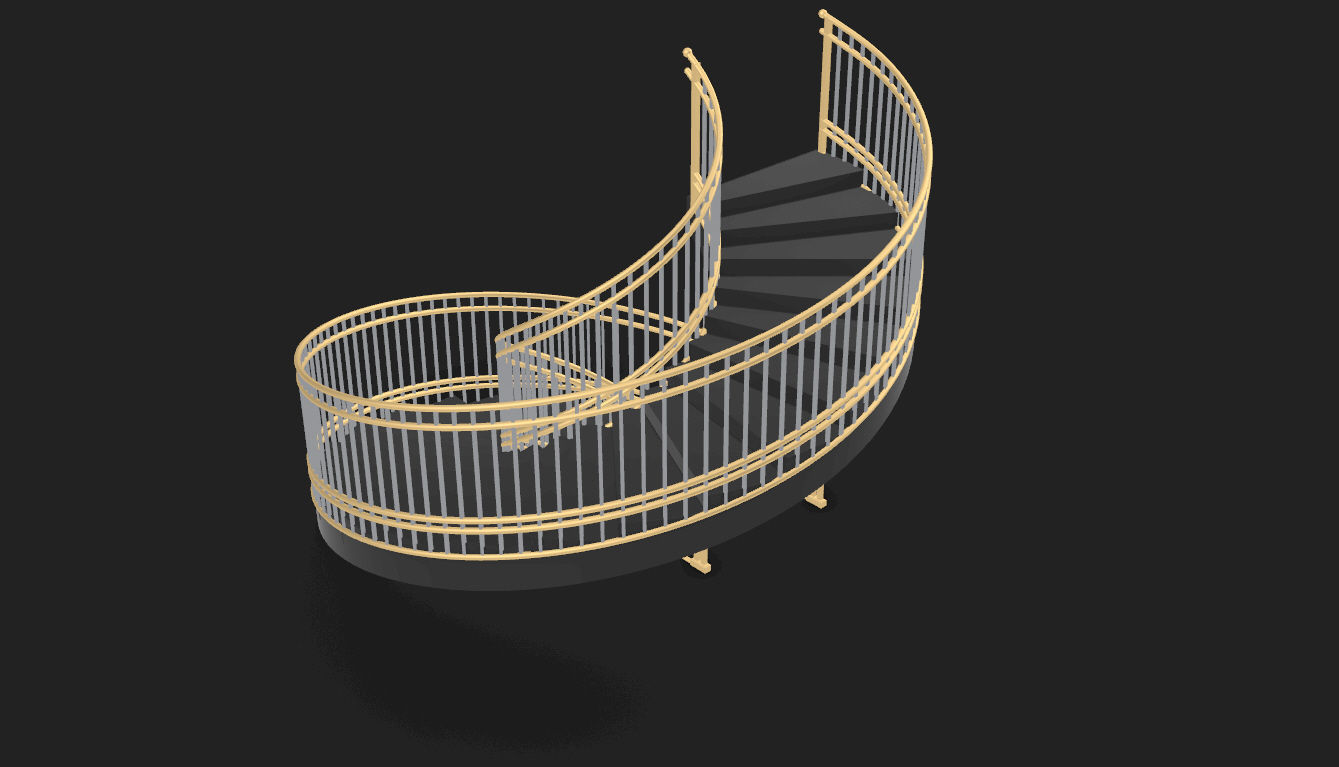 Spiral Staircase with Railing Architectural Details 3D model_54