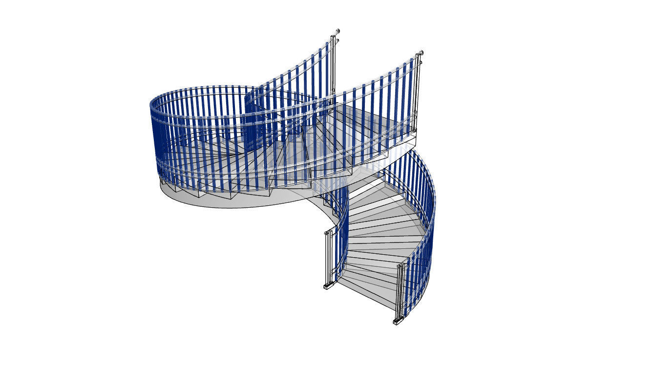 Spiral Staircase with Railing Architectural Details 3D model_119
