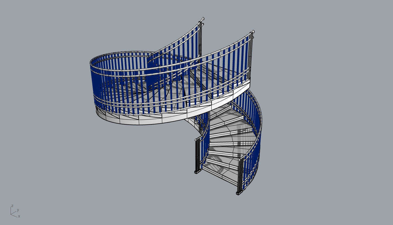 Spiral Staircase with Railing Architectural Details 3D model_87
