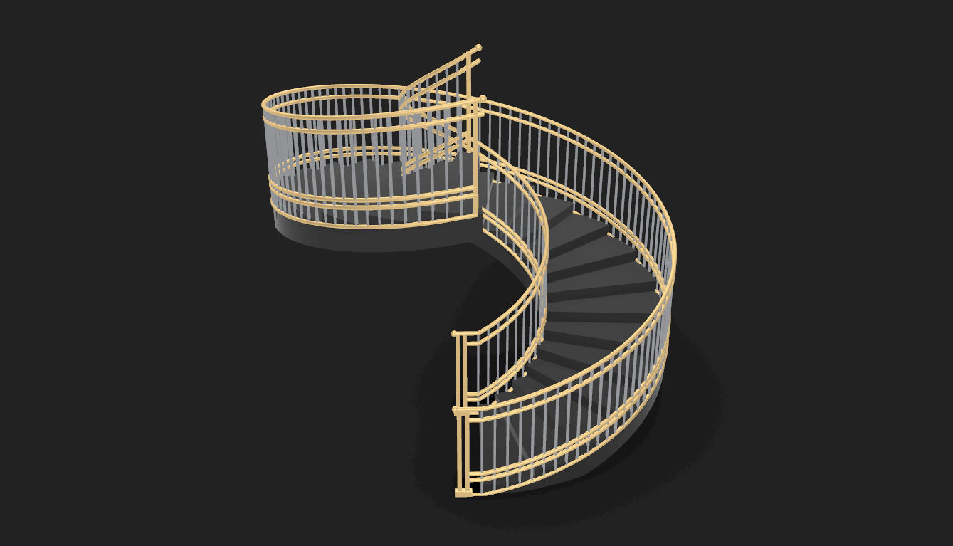 Spiral Staircase with Railing Architectural Details 3D model_63