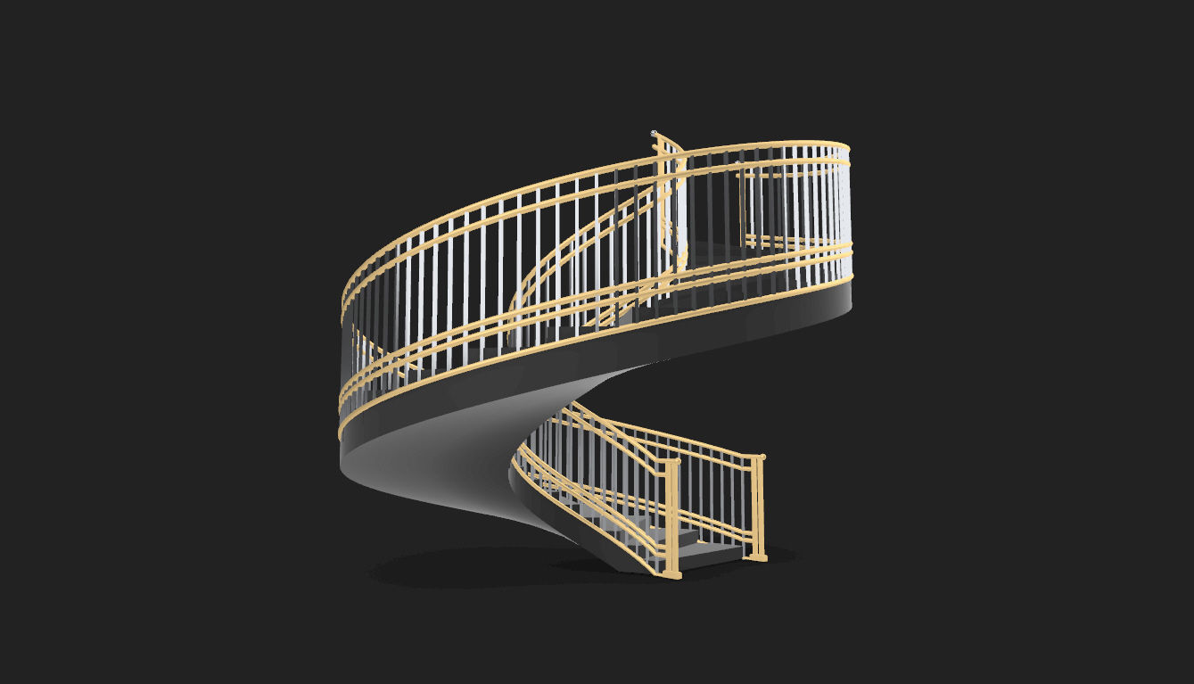 Spiral Staircase with Railing Architectural Details 3D model_29