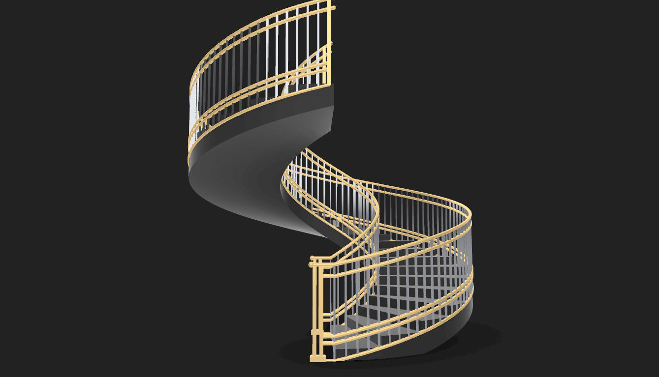 Spiral Staircase with Railing Architectural Details 3D model_6