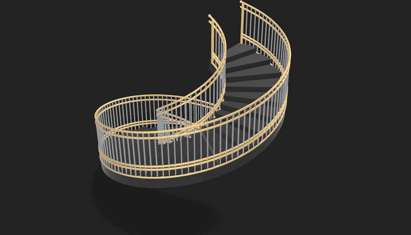 Spiral Staircase with Railing Architectural Details 3D model_52