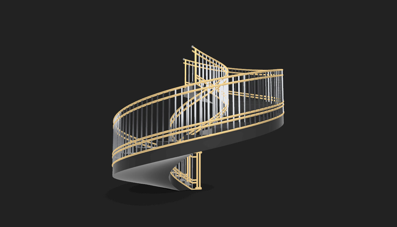 Spiral Staircase with Railing Architectural Details 3D model_24